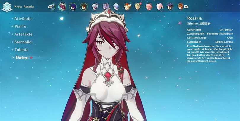 Profil von Rosaria in Genshin Impact