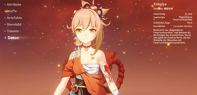 Profil von Yoimiya in Genshin Impact