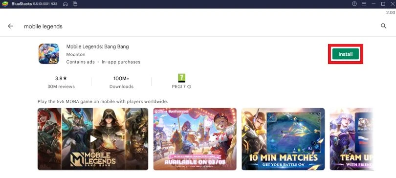 Download Mobile Legends PC from the emulator