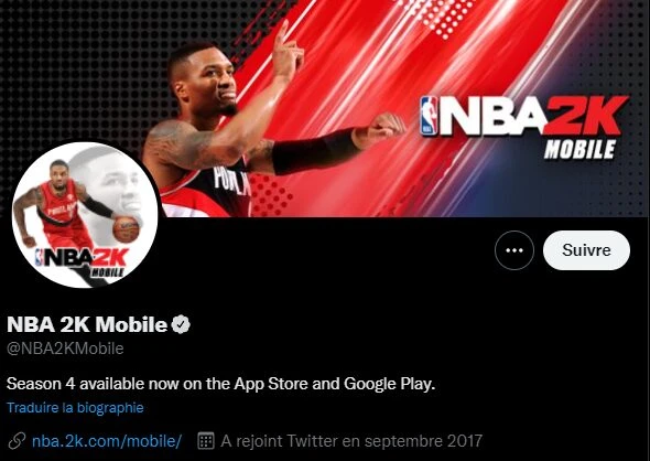 Le Twitter de NBA 2K Mobile peut proposer des codes