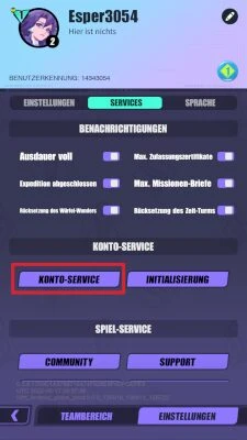 Über die Einstellungen das Konto wechseln