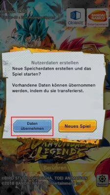 Sein Konto finden auf Dragon Ball Legends