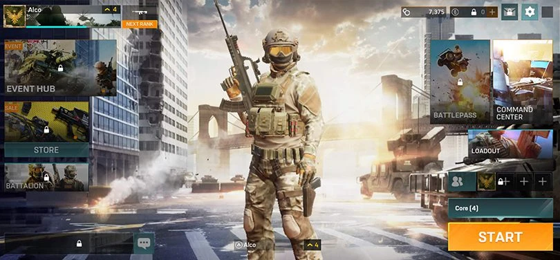 Menu principal de Battlefield Mobile