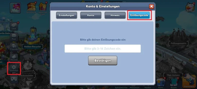 Geben Sie einen Code auf Nonstop Game ein