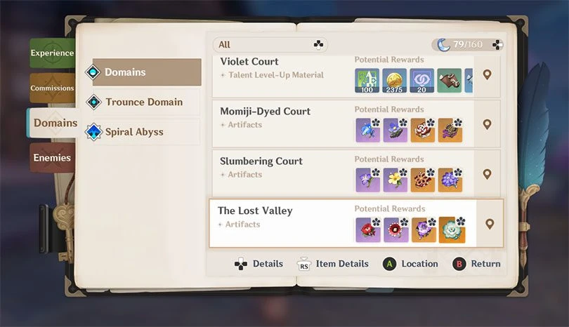 List of artifact dungeons in Genshin Impact