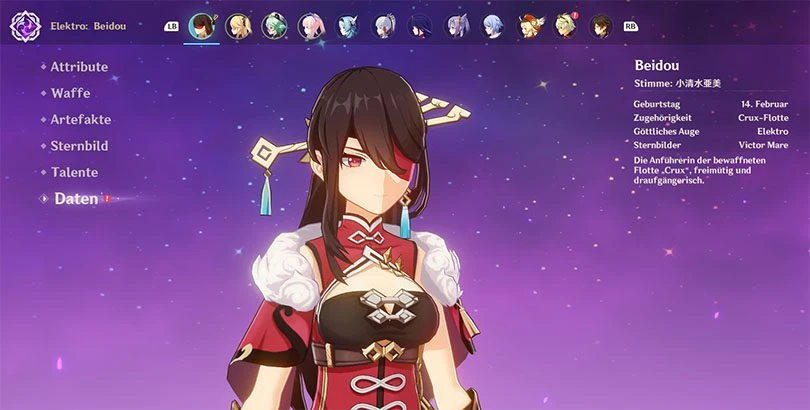 Profil von Beidou in Genshin Impact