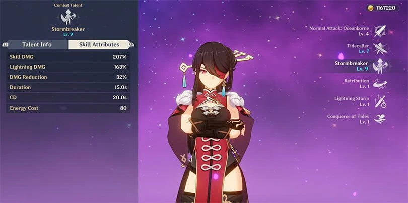 Statistics of the Beidou elemental rampage in Genshin Impact