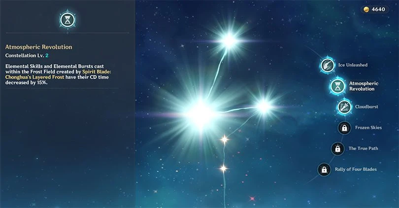 Constellations of Chongyun in Genshin Impact