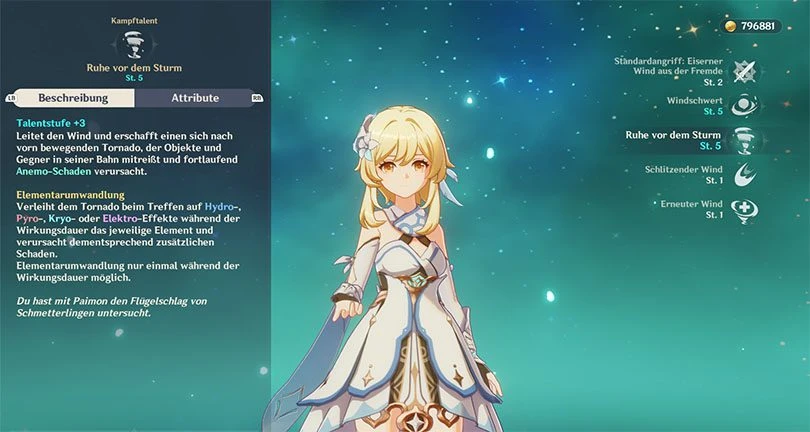 Beschreibung der elementaren Entfesselung des Reisender Anemo in Genshin Impact