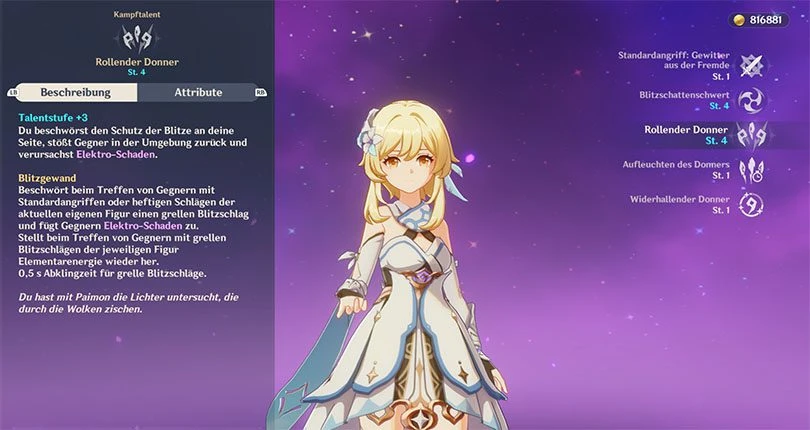 Beschreibung der elementaren Entfesselung des Reisender Electro in Genshin Impact