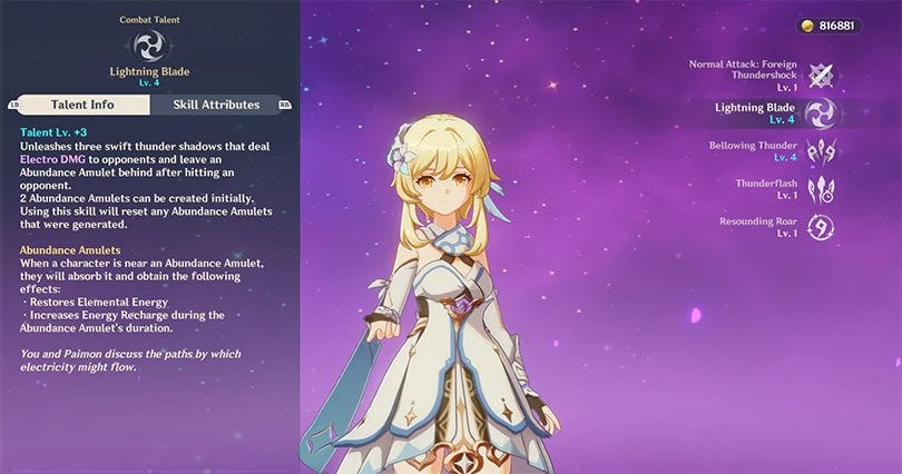 Description of the Traveler Electro elementary attack in Genshin Impact
