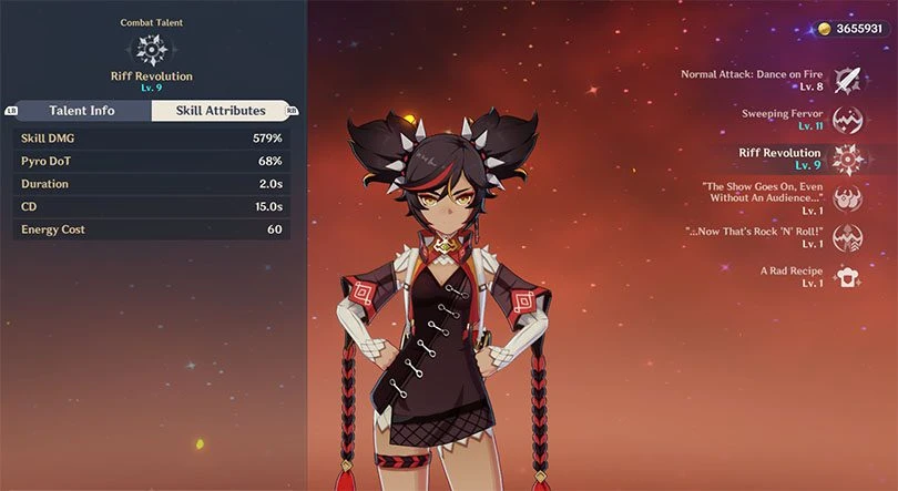 Statistics of Xinyan's elemental rampage in Genshin Impact