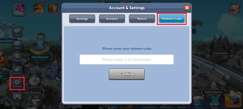 Enter a code on Nonstop Game