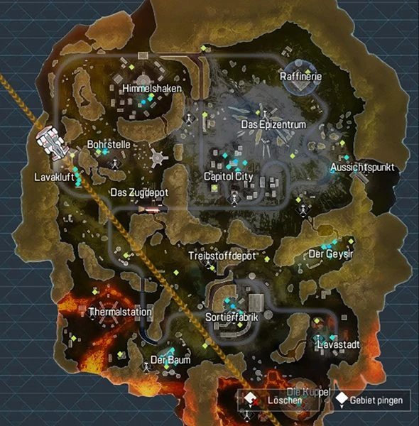 Die Karte mit den Landepunkten in Apex Legends Mobile