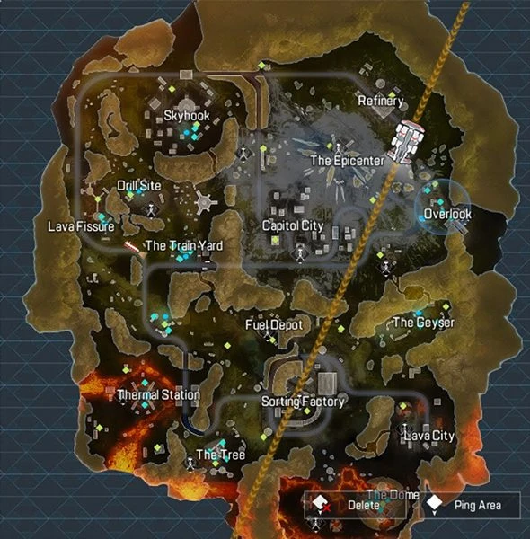 The map of Apex Legends Mobile landing spots