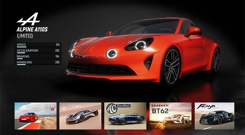 Alpine A110S dans le metaverse d'Infinite Drive jeu de voiture sur mobile