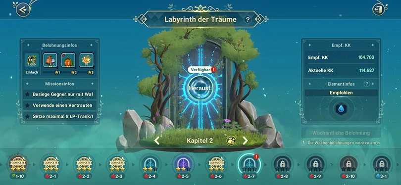 Fortschritt im Labyrinth der Träume Ni no Kuni: Cross Worlds