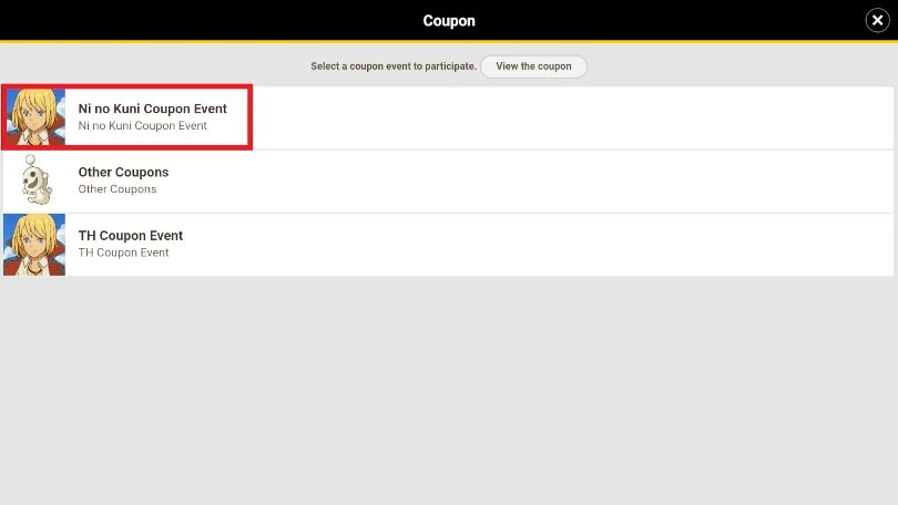 Choose the Ni no Kuni Coupon Event