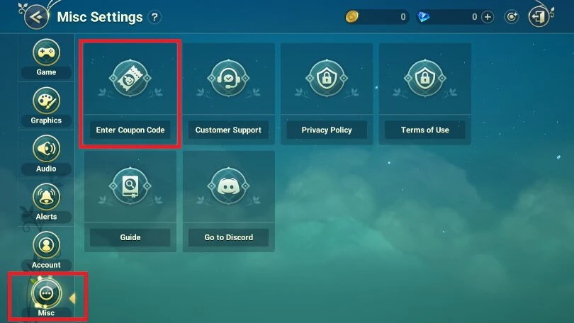 Access the menu to redeem Ni no Kuni: Cross Worlds Gift Codes