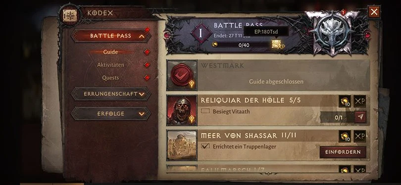 Guide Diablo Immortal : der Schlachtpass