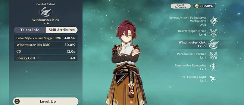 Heizou's elemental rampage statistics in Genshin Impact
