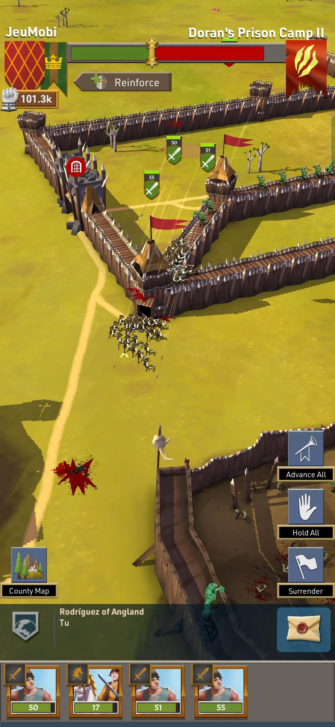 Test von Kingdom Maker mit Einheiten auf den Stadtmauern