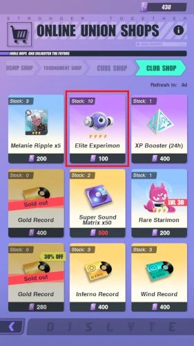 Club shop offers elite experimons