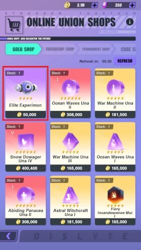 The Gold Shop can contain experimons to give to your units