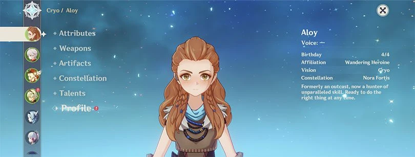Genshin Impact Aloy profile