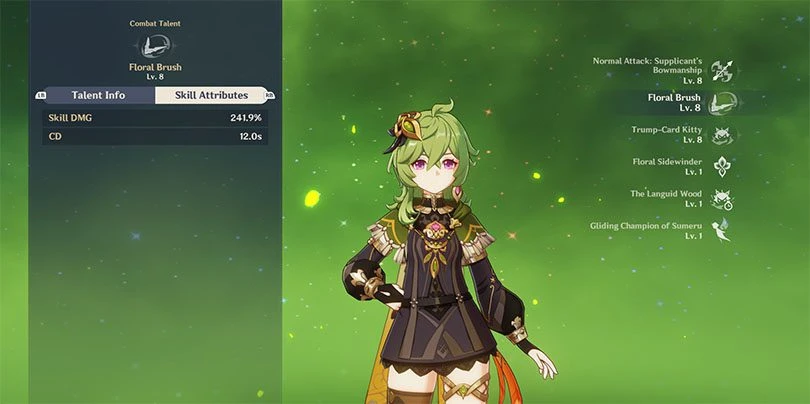Genshin Impact Collei elemental attack statistics