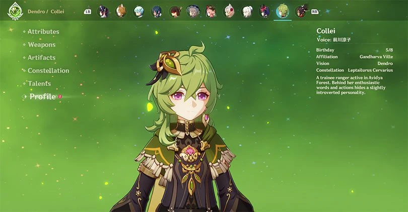 Genshin Impact Collei's profile