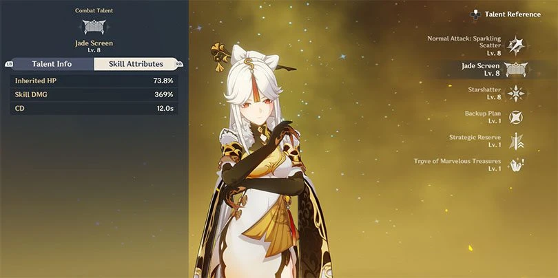 Statistics of the elemental attack of Genshin Impact Ningguang