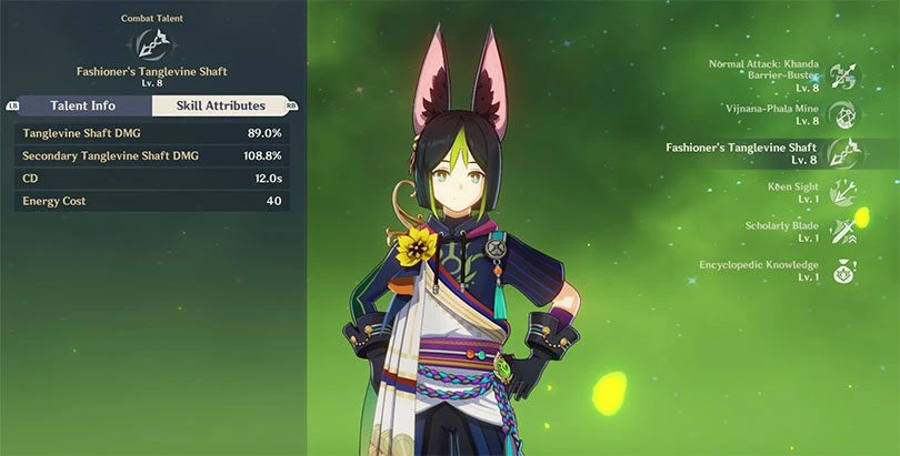 Genshin Impact Tighnari's elemental rampage statistics