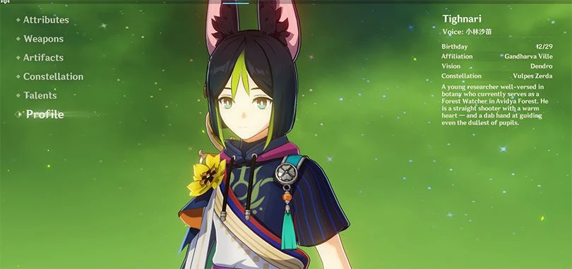 Genshin Impact Tighnari Profile