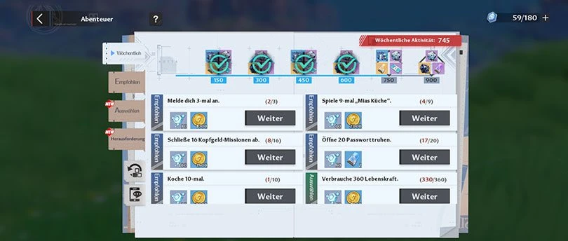 Tower of Fantasy Wöchentliche Quests