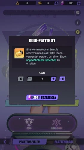 Verwenden Sie die Dislyte Kristalle, um eine Gold-Platte zu kaufen
