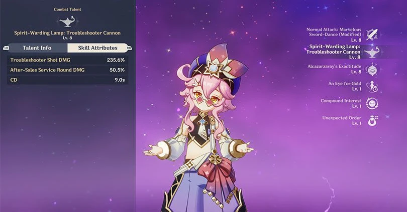 Dori's elemental attack statistics