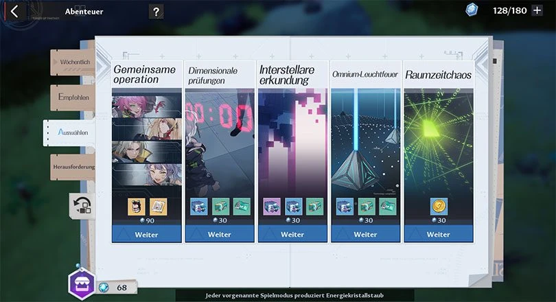 Aktivitäten, um seine Vitalität zu verausgaben in Tower of Fantasy