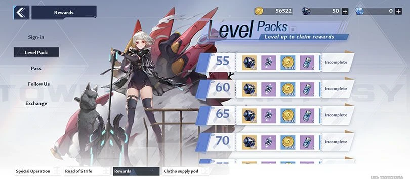Level packs in ToF 