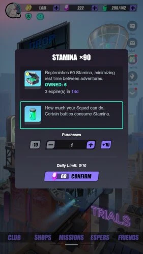 Trade your Nexus Crystals for stamina