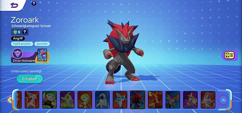 Pokémon Unite Zoroarks Daten