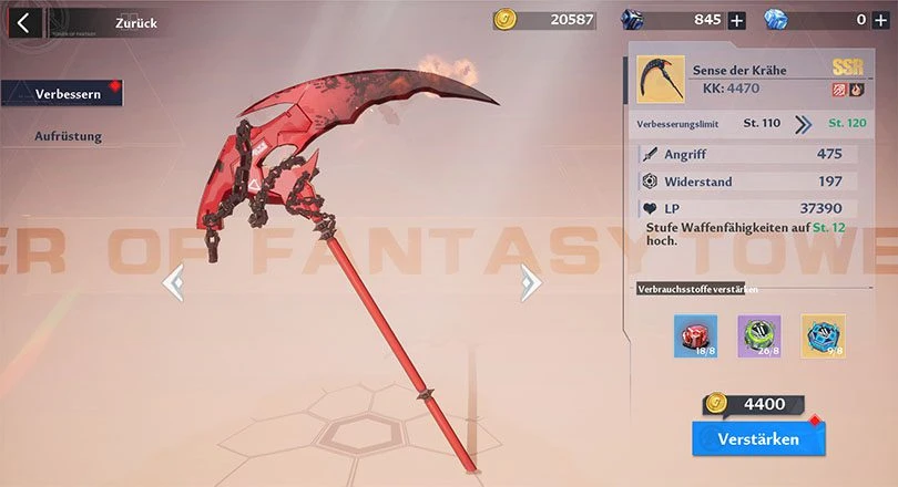 Upgrade von Tower of Fantasy Kings Waffe