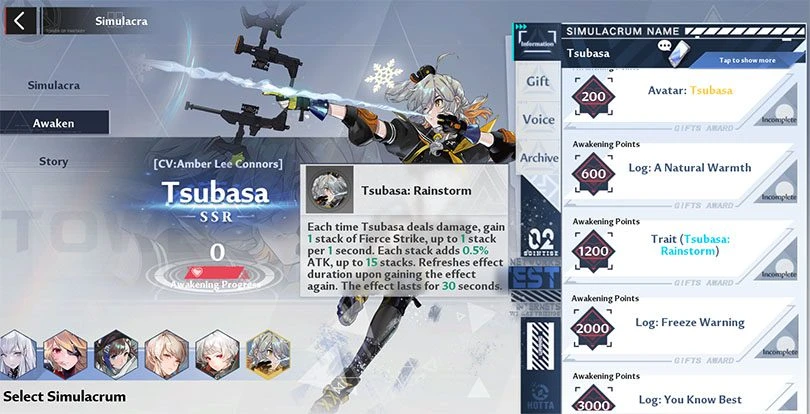 Tower of Fantasy Tsubasa's weapon Awakening