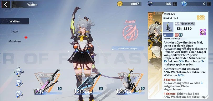 Fortschritt von Tsubasas Waffe