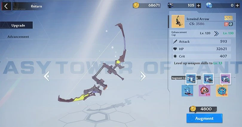Increase the level of Tower of Fantasy Tsubasa's bow 