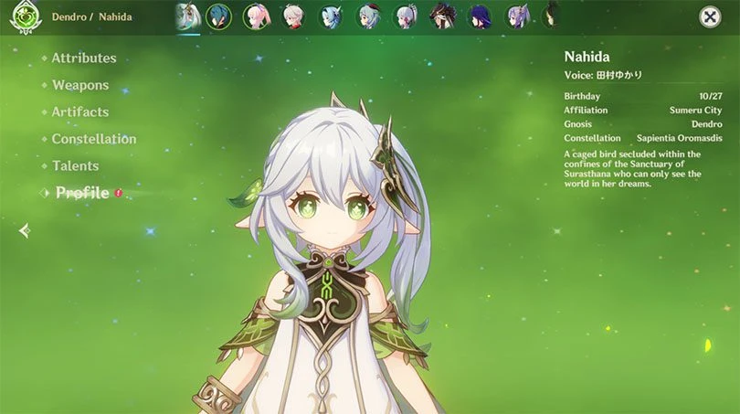 Genshin Impact Nahida Profile