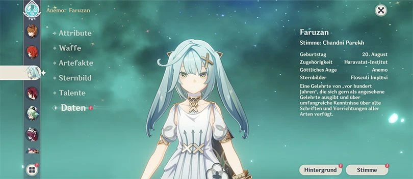 Profil von Genshin Impact Faruzan