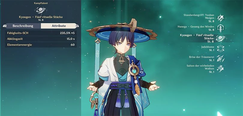 Statistiken über Genshin Impact Wanderer elementare Entfesselung