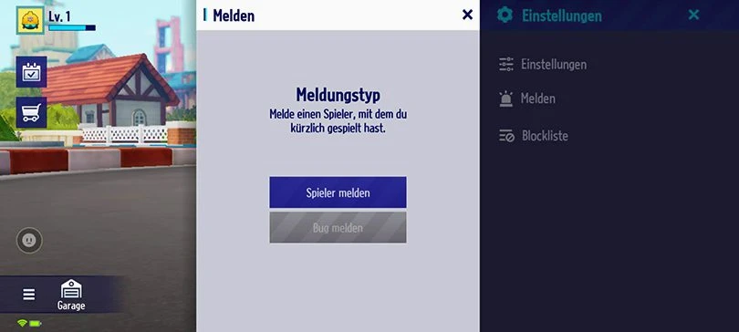 Arten von Meldungtypen an den KartRider: Drift Kunden-Support