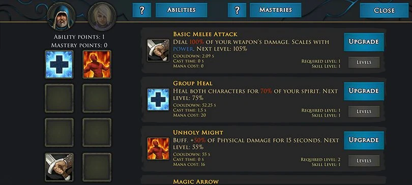 Moonshades RPG skills